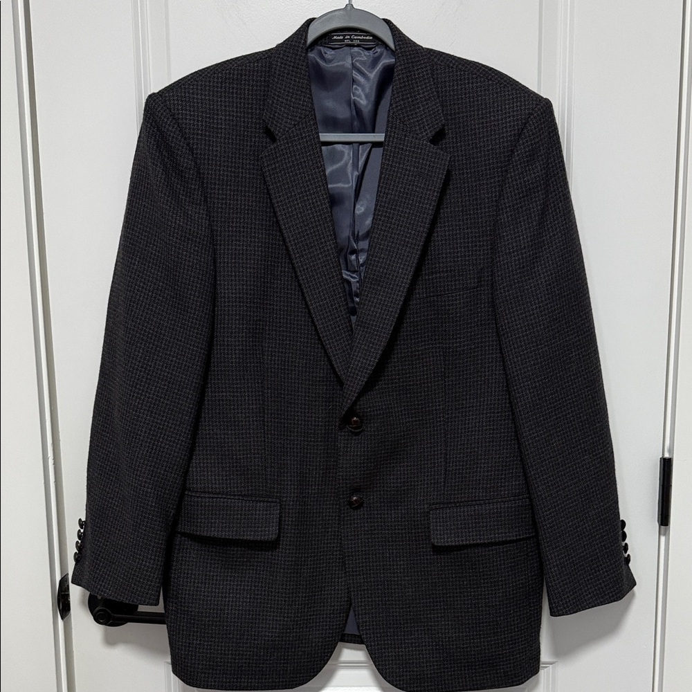 Saddlebred Mens Wool Blazer Houndstooth Pattern size 42 Regular 100% Lambswool